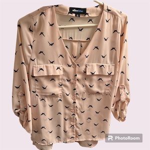 Blush pink button up blouse